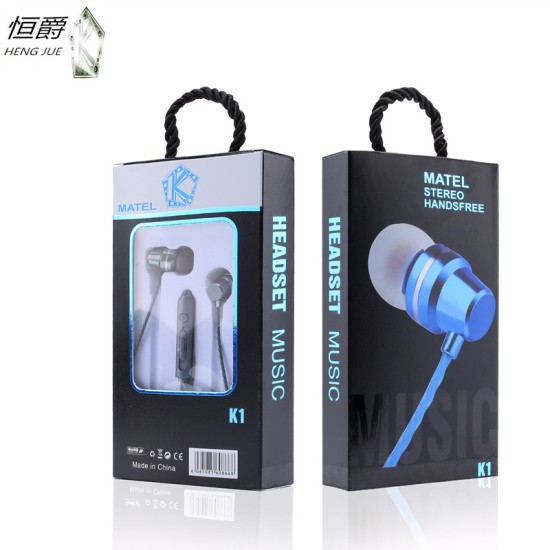 Hengjue K1 in -ear -type سماعة الهاتف المحمول لضبط الصوت المعدني صوت مضخم صوت ثقيل الصوت