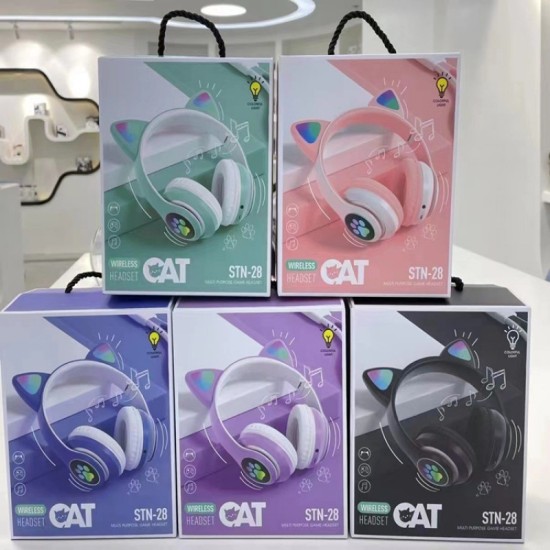 Hengjue Emplosion STN-28 Cross-Border Cat Head Wear Wear Bluetooth Cat Cat Claw Claw With Lantern Game FM Call