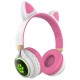 طالب Hengjue الجديد Cute Cat Cat Ear Head يرتدي كرتون اللاسلكي LED LED LED Bluetooth Game Headset