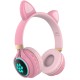 طالب Hengjue الجديد Cute Cat Cat Ear Head يرتدي كرتون اللاسلكي LED LED LED Bluetooth Game Headset