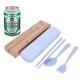 Cross -border Creative Wheat Straw Tableware Set Kitchen Chopsticks Fork Spoon Three -Piece Chopstick Fork Travel Box