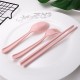 Cross -border Creative Wheat Straw Tableware Set Kitchen Chopsticks Fork Spoon Three -Piece Chopstick Fork Travel Box