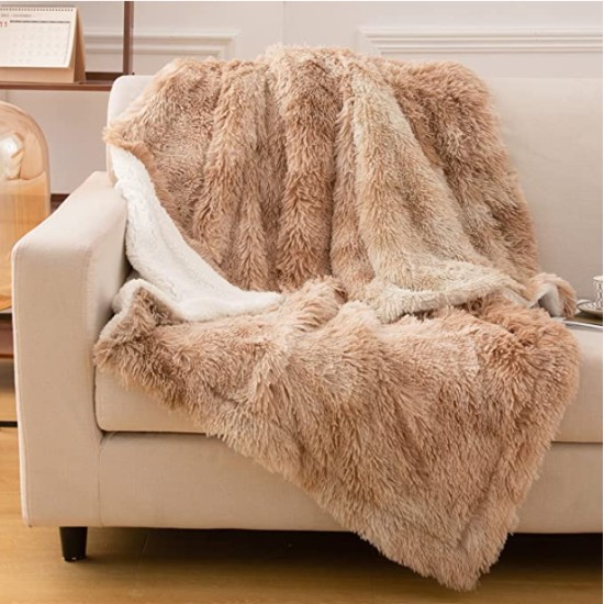 الطبقة المزدوجة بالجملة 500GSM Minky Plush Bed Luxury Soft PV PV PV Sherpa Faux Fur Blayts Throw for Winter Bed Sofa Couch