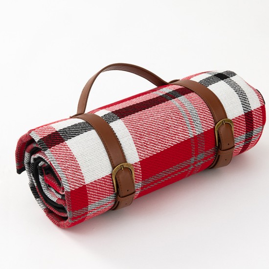 مخصص كبير الحجم PEVA Plaid Travel Beach Outdoor Outdoor Camping Camping Picnic Bannet for Outdoors with Belt Handle