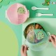 Big Heart Dinosaur Bento Box Creative Round Cute Cartoon Portable Congry Box (بما في ذلك Spoon Fork)