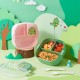 Big Heart Dinosaur Bento Box Creative Fang -Shaped Cump Cartoon Portable Box (بما في ذلك Spoon Fork)