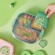 Big Heart Dinosaur Bento Box Creative Fang -Shaped Cump Cartoon Portable Box (بما في ذلك Spoon Fork)