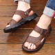 Sandals Men's 2024 New Leather Sleign Seal Beach في الصيف ، أبي ، غير سرقط ، يرتدي ملابس رمال مزدوجة المقاومة