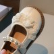 2024 الربيع والخريف الجديد فتاة الجلود أحذية كورية من The Little Girl Bow Pearl Princess Shoes Forefor