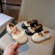 2024 الربيع والخريف الجديد فتاة الجلود أحذية كورية من The Little Girl Bow Pearl Princess Shoes Forefor