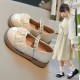 2024 الربيع والخريف الجديد فتاة الجلود أحذية كورية من The Little Girl Bow Pearl Princess Shoes Forefor