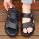 Sandals Men's 2024 New Leather Sleign Seal Beach في الصيف ، أبي ، غير سرقط ، يرتدي ملابس رمال مزدوجة المقاومة