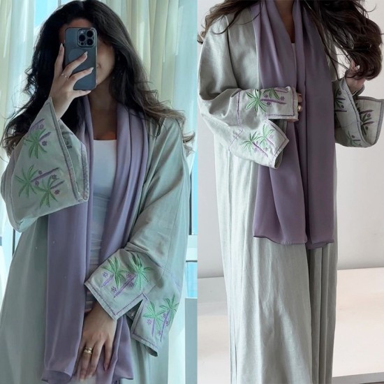 LN078 العربية دبي الأزياء السعودية المطرزة Abaya Courtenger Robe سترة التركية ملابس النساء