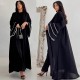 LN120 Modest Arabad Cardigan Black Robe Cuff Beads Abaya Fashion Jacket