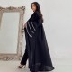 LN120 Modest Arabad Cardigan Black Robe Cuff Beads Abaya Fashion Jacket